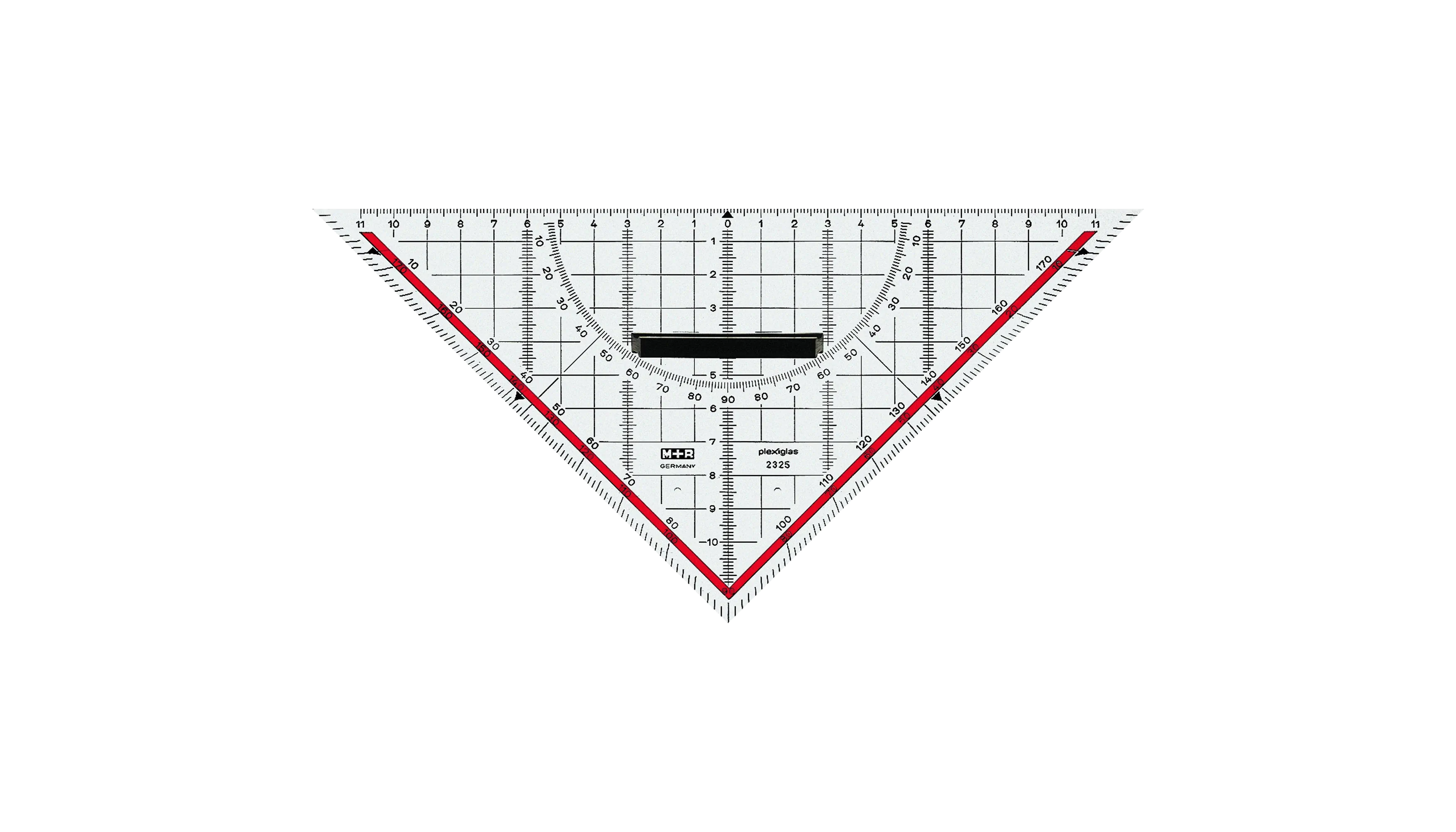 M+R Zeichendreieck technisch Acrylglas Länge der Hypotenuse: 25 cm glasklar/rot