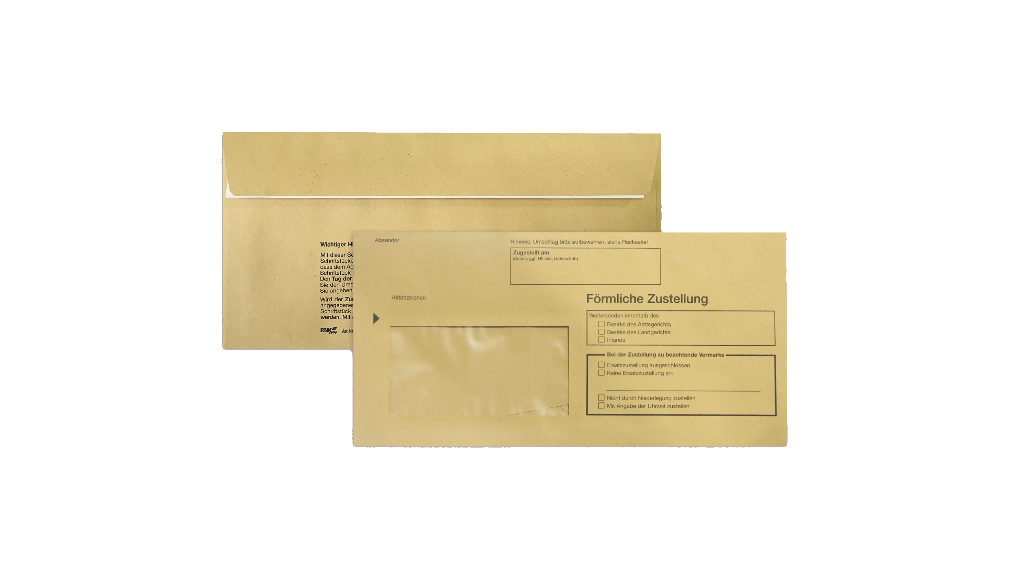 RNK Verlag Zustellungsumschlag  220 x 110 mm (B x H)  mit Fenster 100 % recycelt gelb