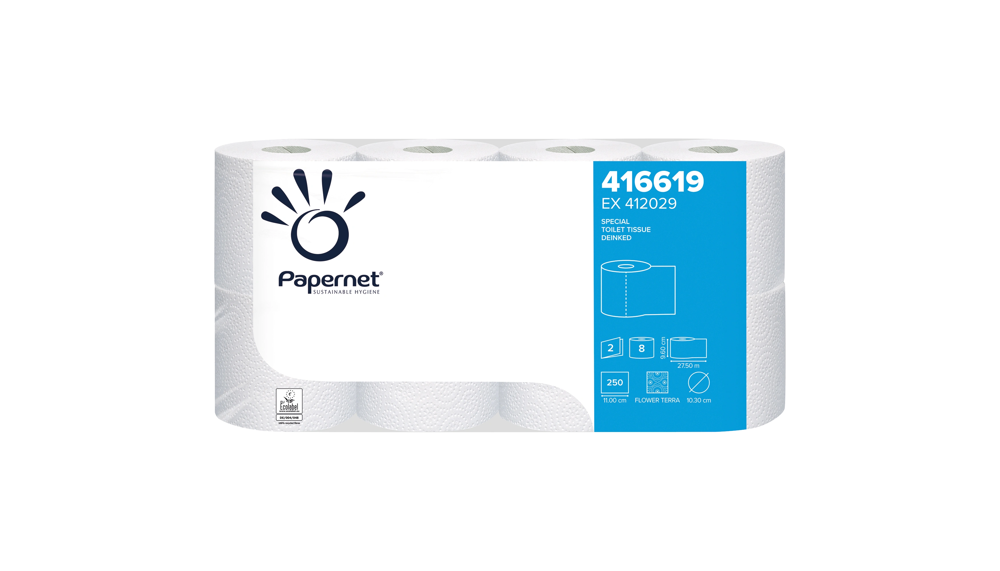 PAPERNET Toilettenpapier Special 2-lagig  8 Rollen/Pack weiß