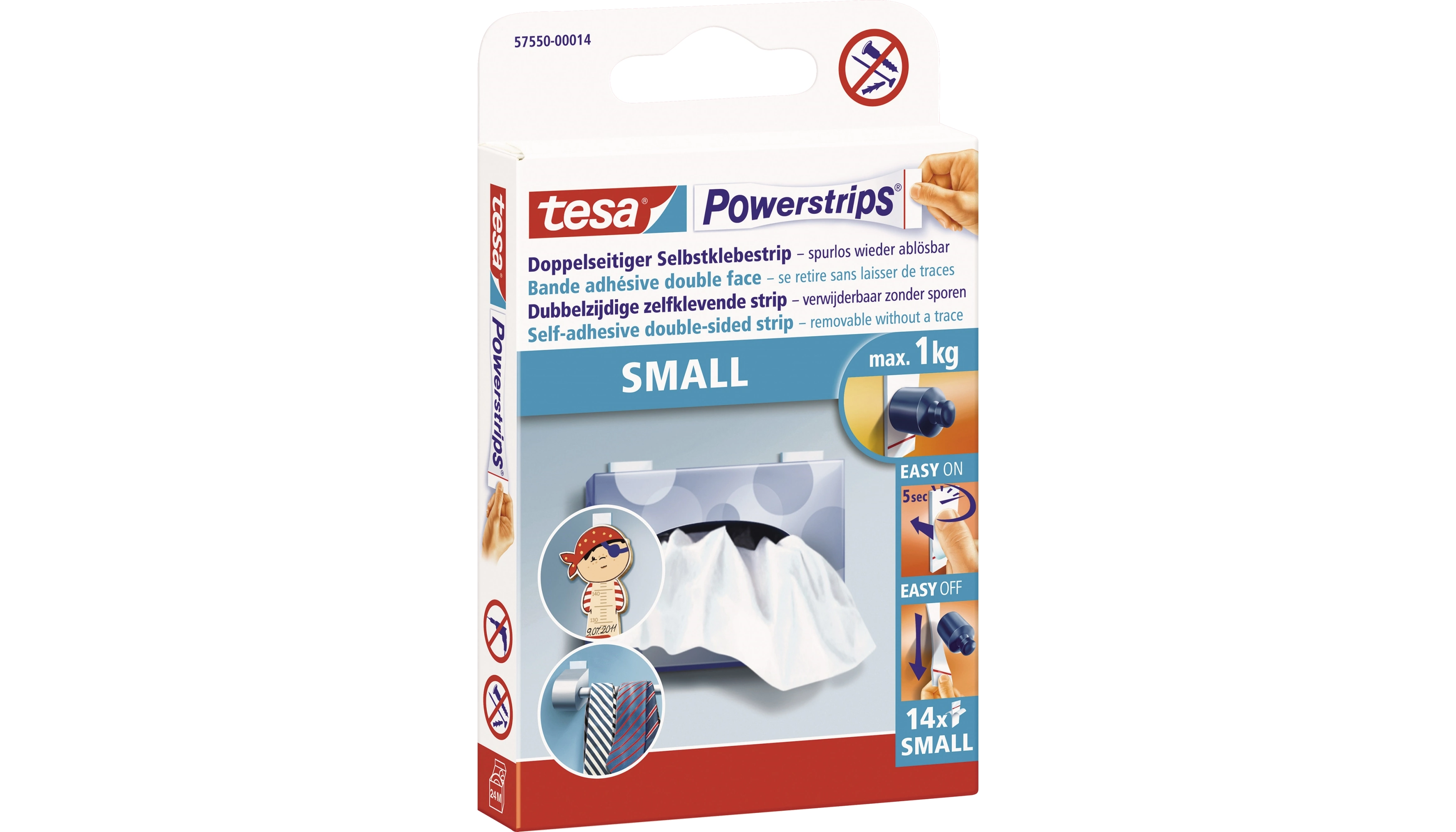 TESA Klebepad Powerstrips® Small  bis 1 Kg 14 Stück=Pack