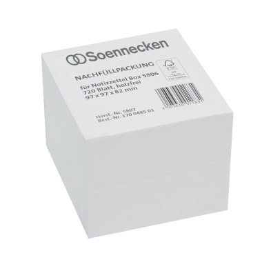SOENNECKEN Zettelboxeinlage 97 x 97 x 82 mm weiß 720 Blatt/Pack SOENNECKEN Zettelboxeinlage 97 x 97 x 82 mm weiß 720 Blatt/Pack