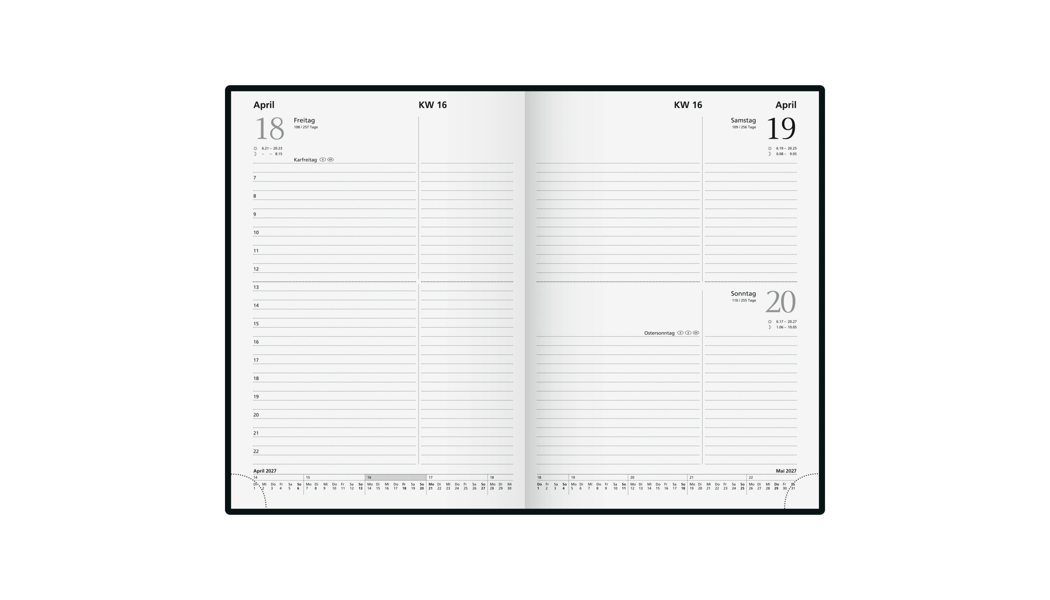 GLOCKEN Buchkalender 2027 1 Tag/1 Seite 14,5 x 20,6 cm (B x H)  Miradur schwarz