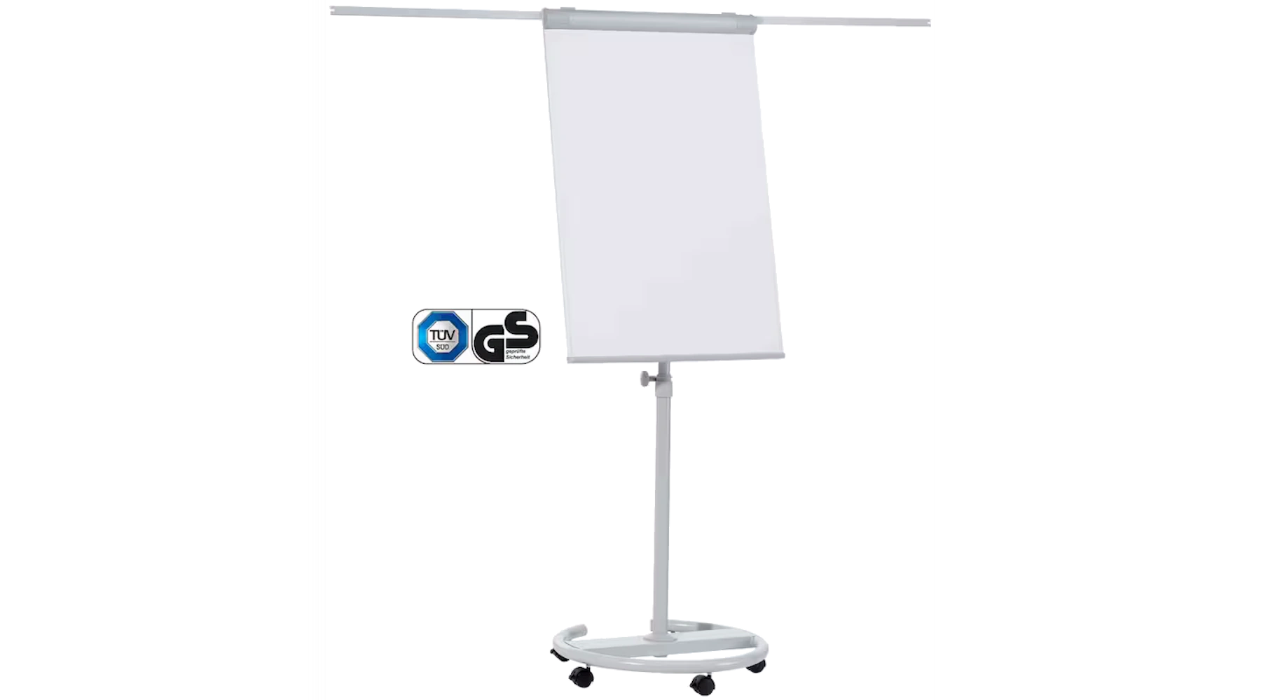 FRANKEN Mobiles Flipchart ECO mit Ablageschale Rundfuß Stahl grau