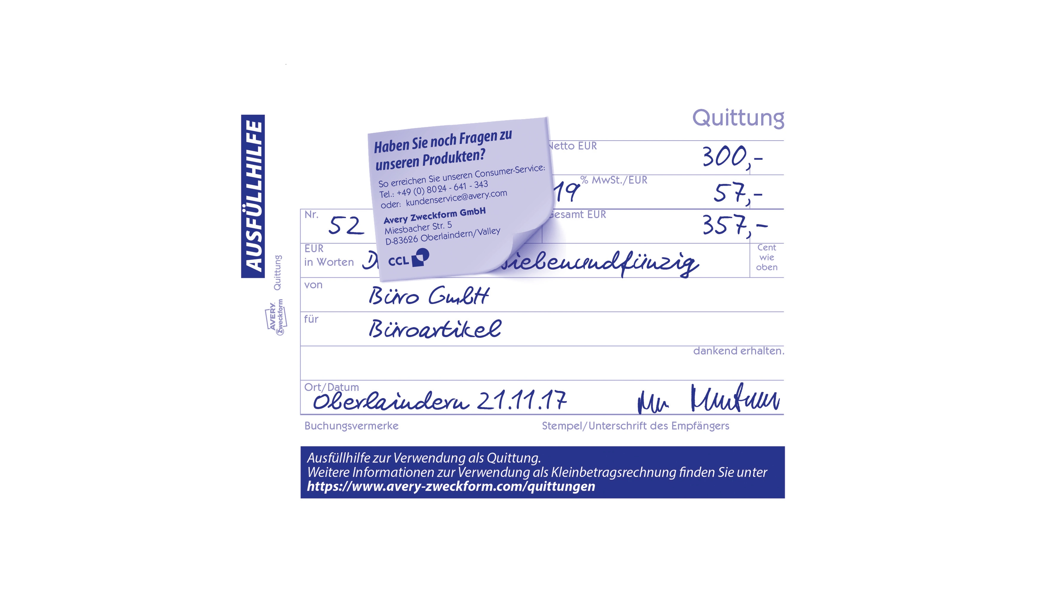 Avery Zweckform Quittung DIN A6 2x40 Bl.