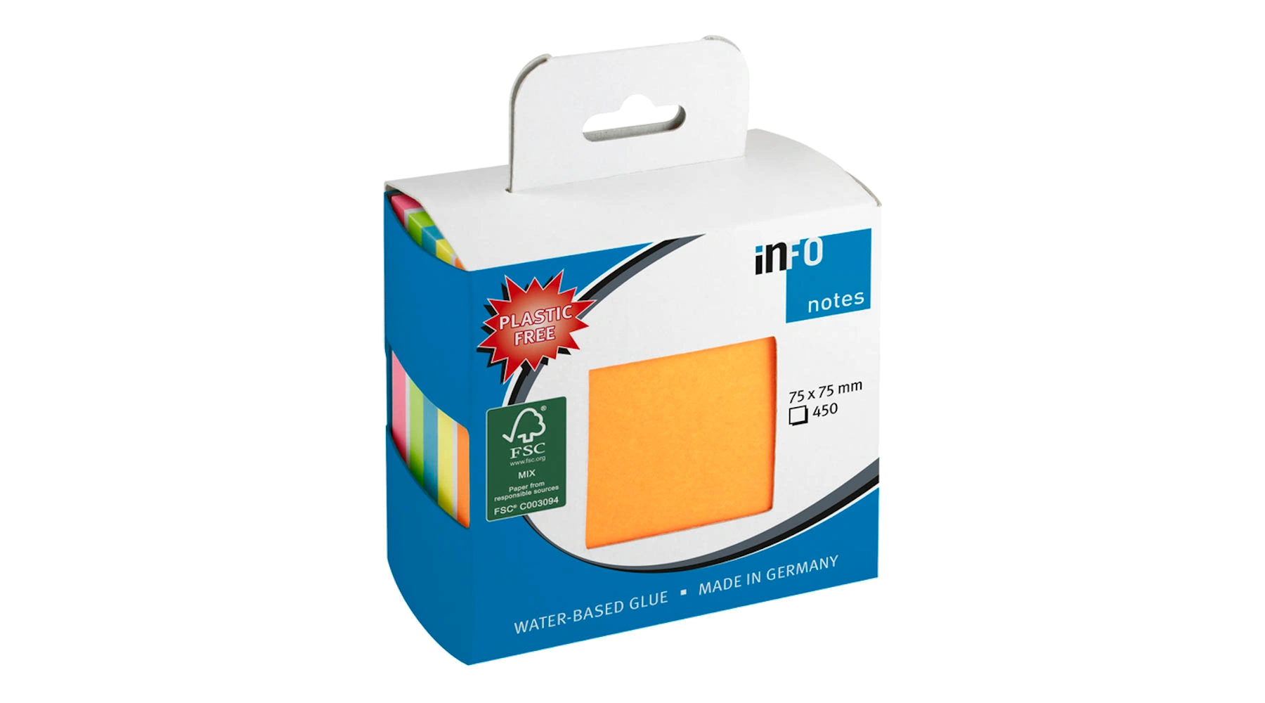 inFO Box Haftnotizen 75 x 75 mm (B x H) 450 Blatt mehrfarbig