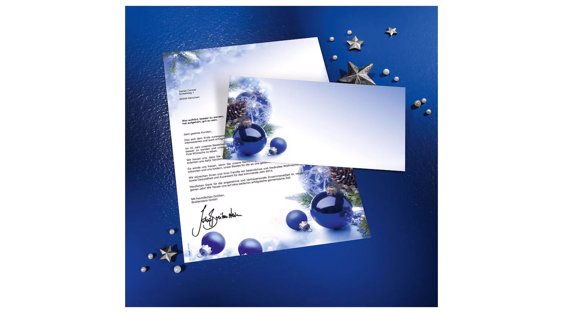 SIGEL Weihnachtsbriefpapier Blue Harmony DIN A4 90 g/m²  100 Blatt/Pack