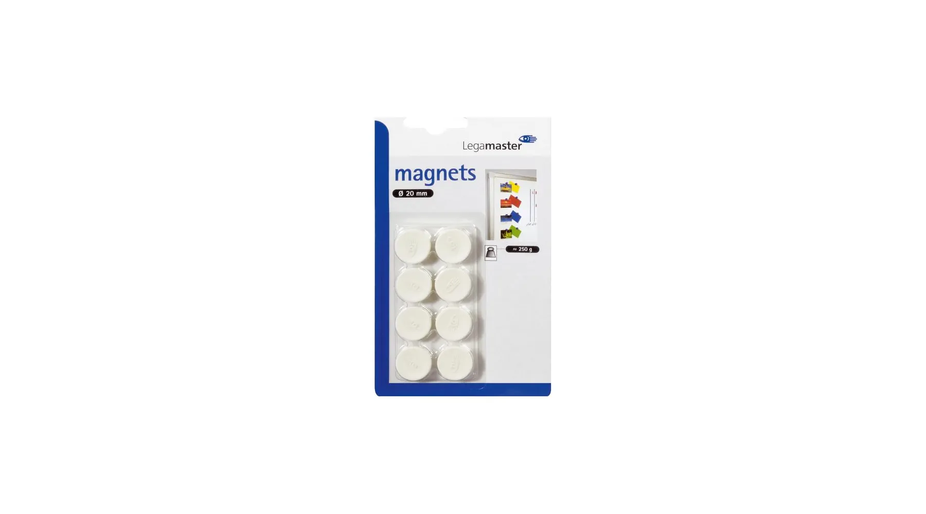 LEGAMASTER Magnet Ø 20 mm 250 g 8 Stück/Pack weiß