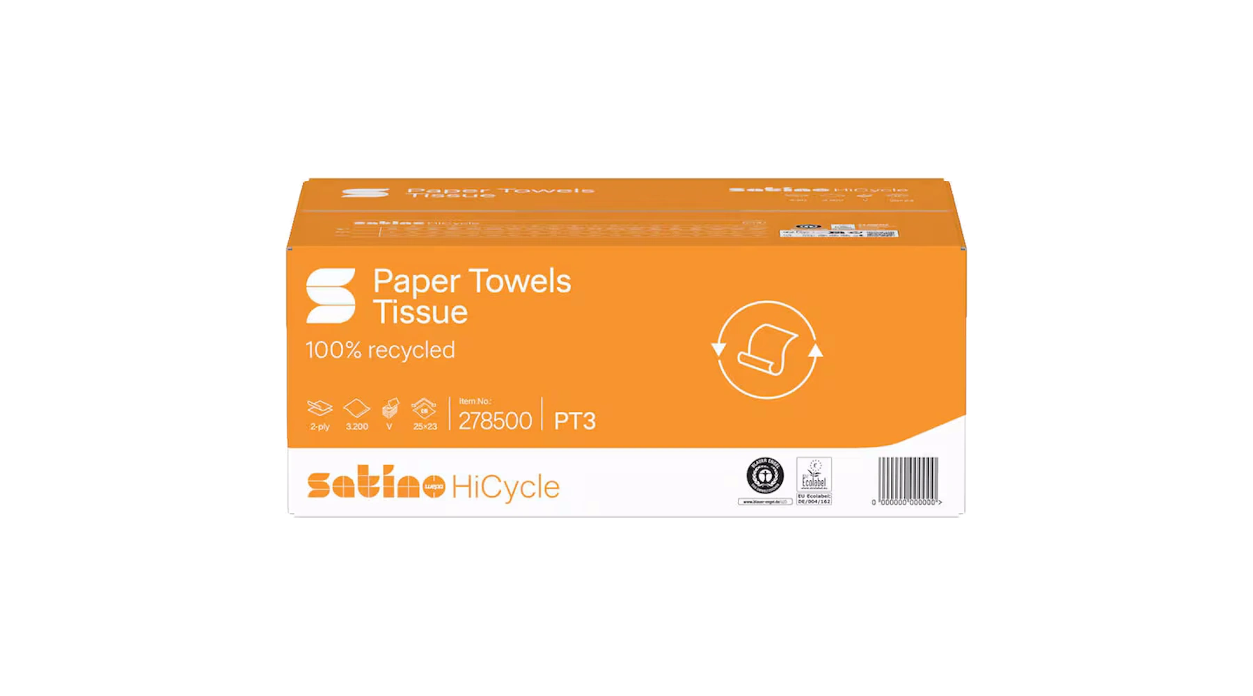 SATINO Papierhandtücher HiCycle Zick-Zack-Falzung 2-lagig 3.200 Tücher/Pack hochweiß