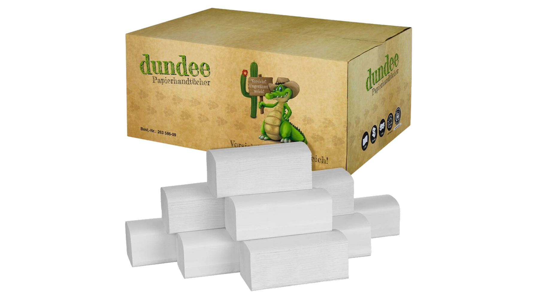 DUNDEE  Papierhandtücher Zick-Zack-Falzung 2-lagig 3.200 Tücher/Pack Recyclingpapier weiß