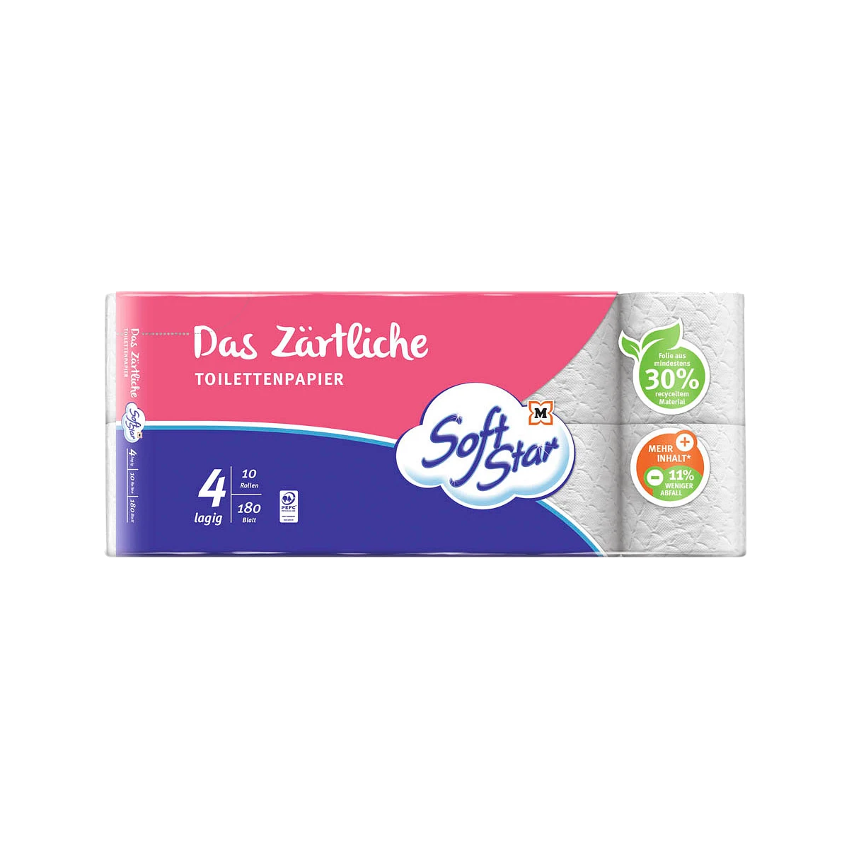 SOFT STAR Toilettenpapier Das Zärtliche 4 -lagig 10 Rollen/Pack