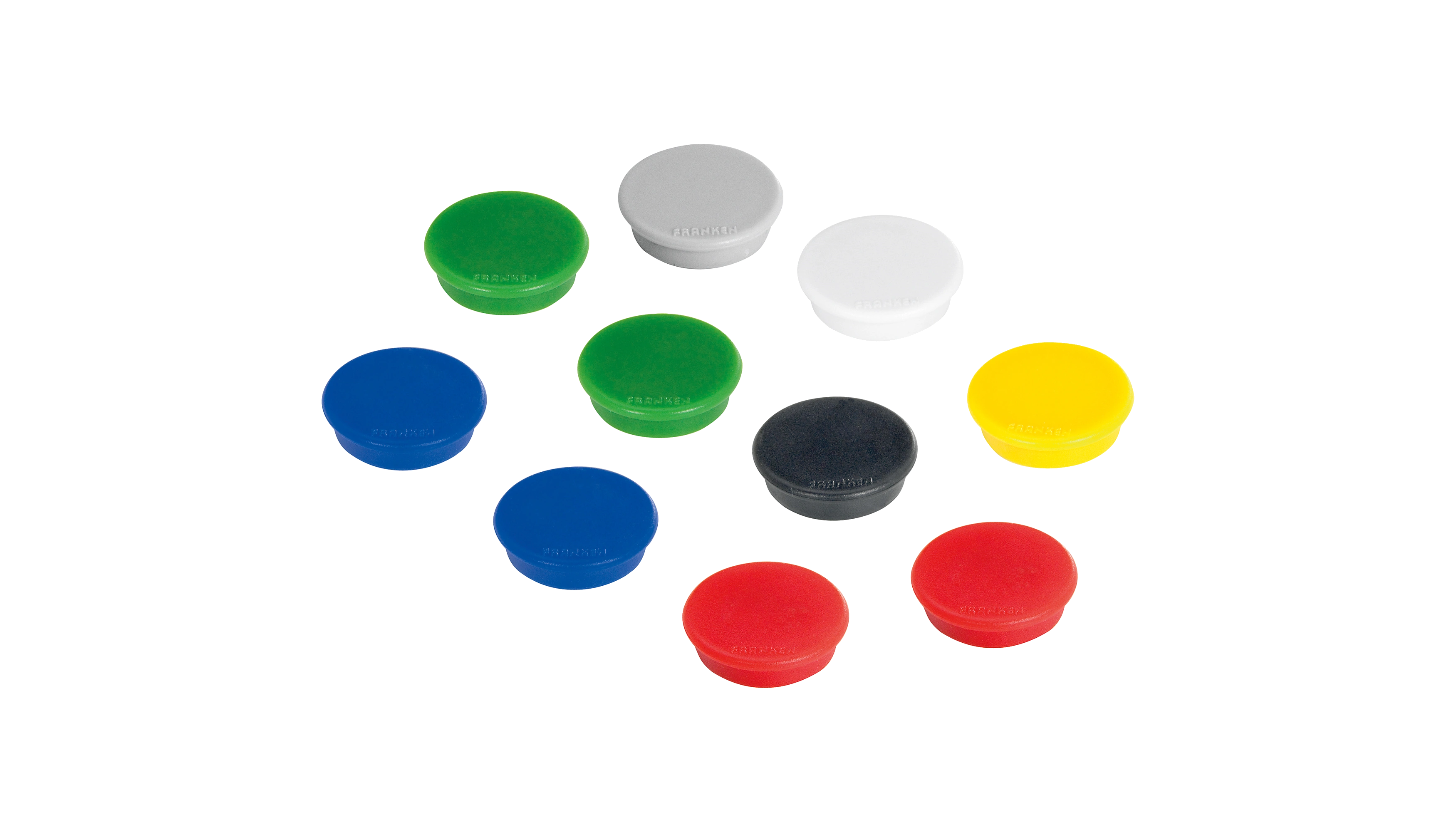 FRANKEN Magnet rund Ø 38 mm  2,5 kg 10 Stück/Pack farbig sortiert