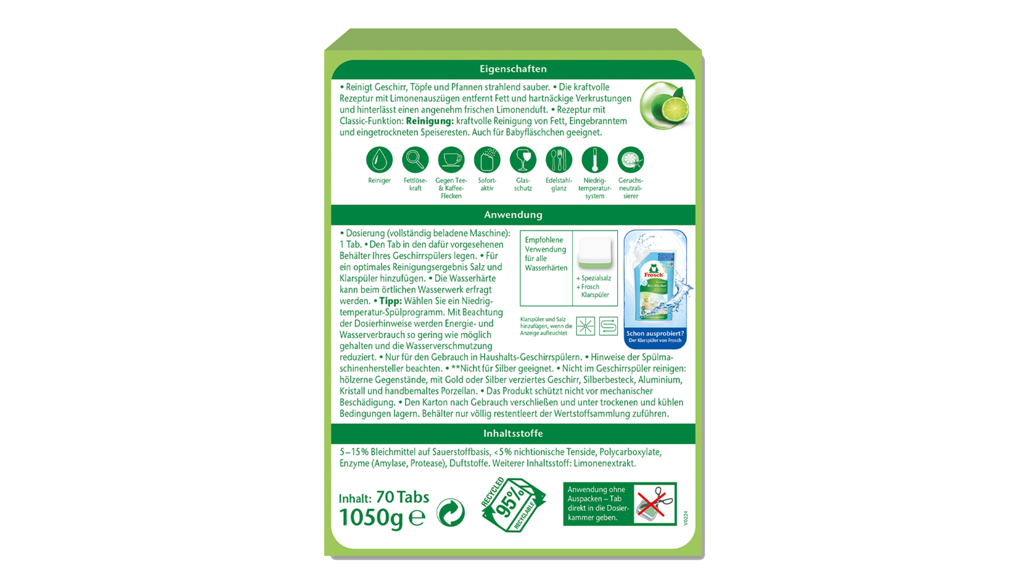 FROSCH  Spülmaschinentabs Classic Limone 70 Stück/Pack
