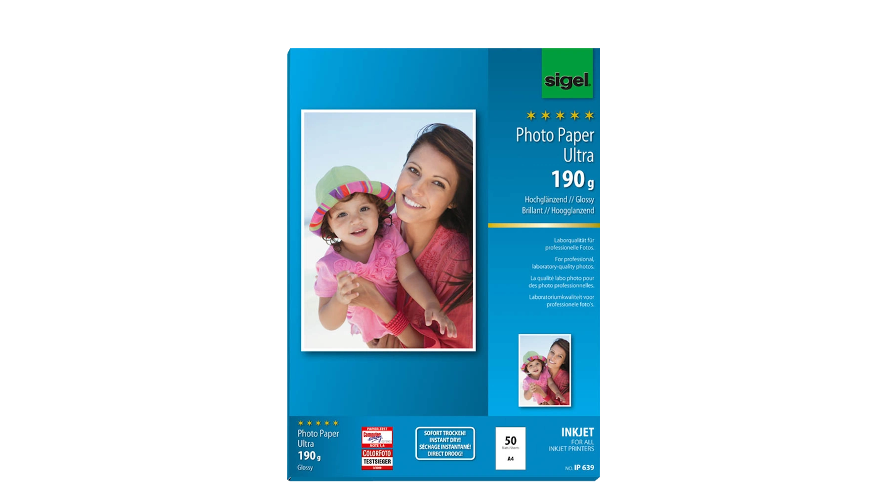 SIGEL Fotopapier IP639 DIN A4 hochglänzend 190 g/m² 50 Blatt/Pack superweiß