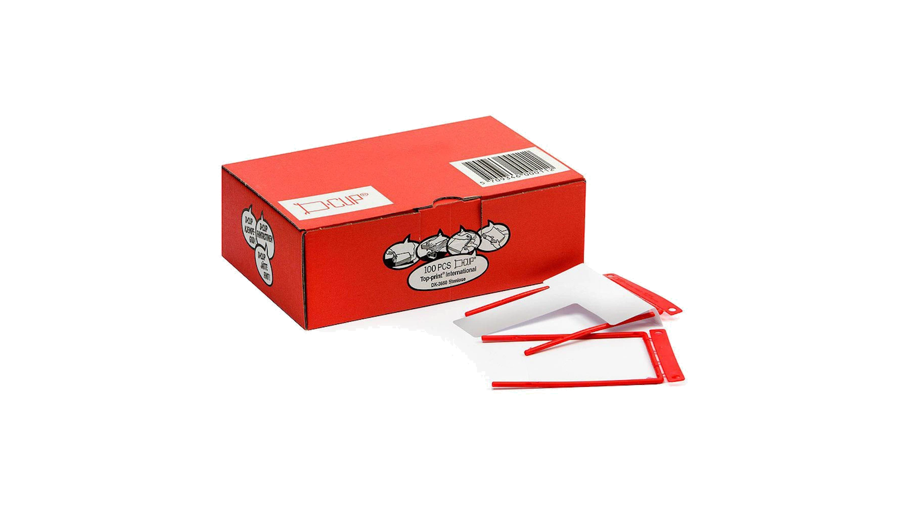 Abheftbügel D-Clip Kunststoff Füllhöhe: 8 cm 100 Stück/Pack rot