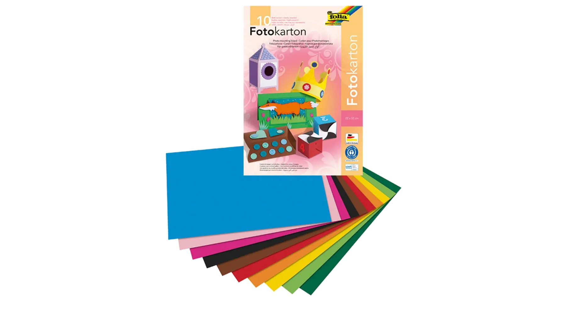FOLIA Fotokarton 300 g/qm  10 Blatt=1Pack farbsortiert
