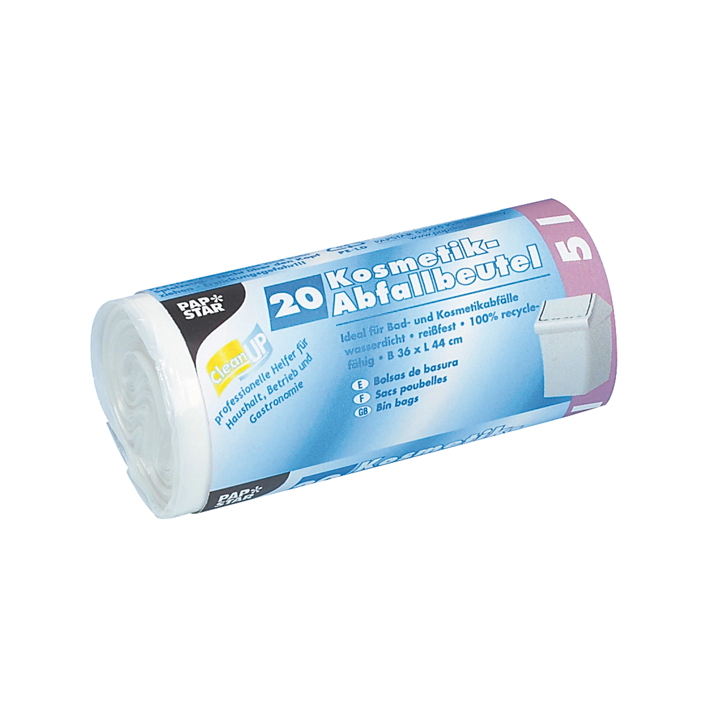 PAPSTAR Müllbeutel 36 x 44 cm (B x H) 16µm 5 Liter weiß 20 Stück/Pack