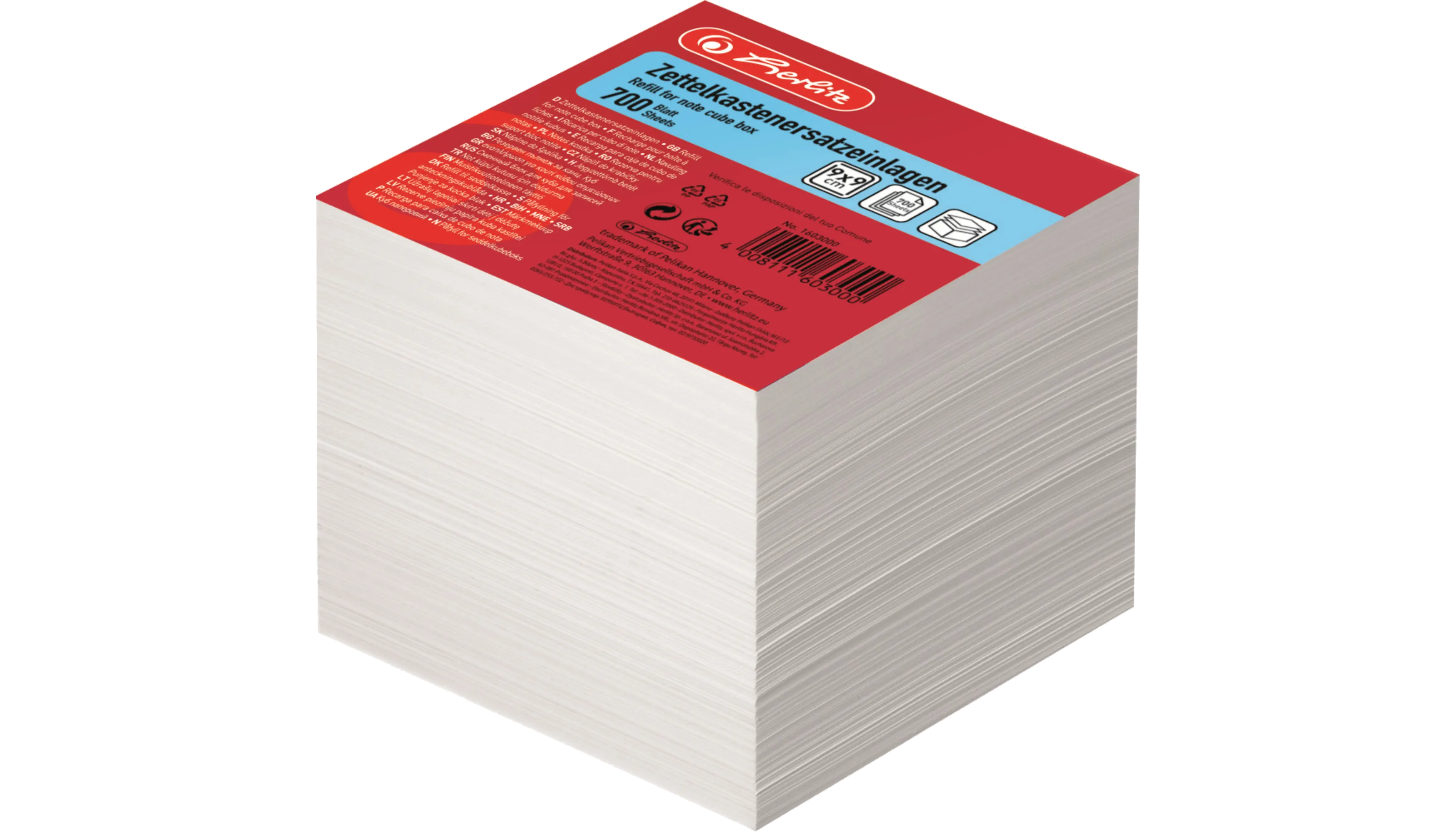 HERLITZ Zettelboxeinlage 9 x 9 cm 1Pack=700Blatt weiß HERLITZ Zettelboxeinlage 9 x 9 cm 1Pack=700Blatt weiß