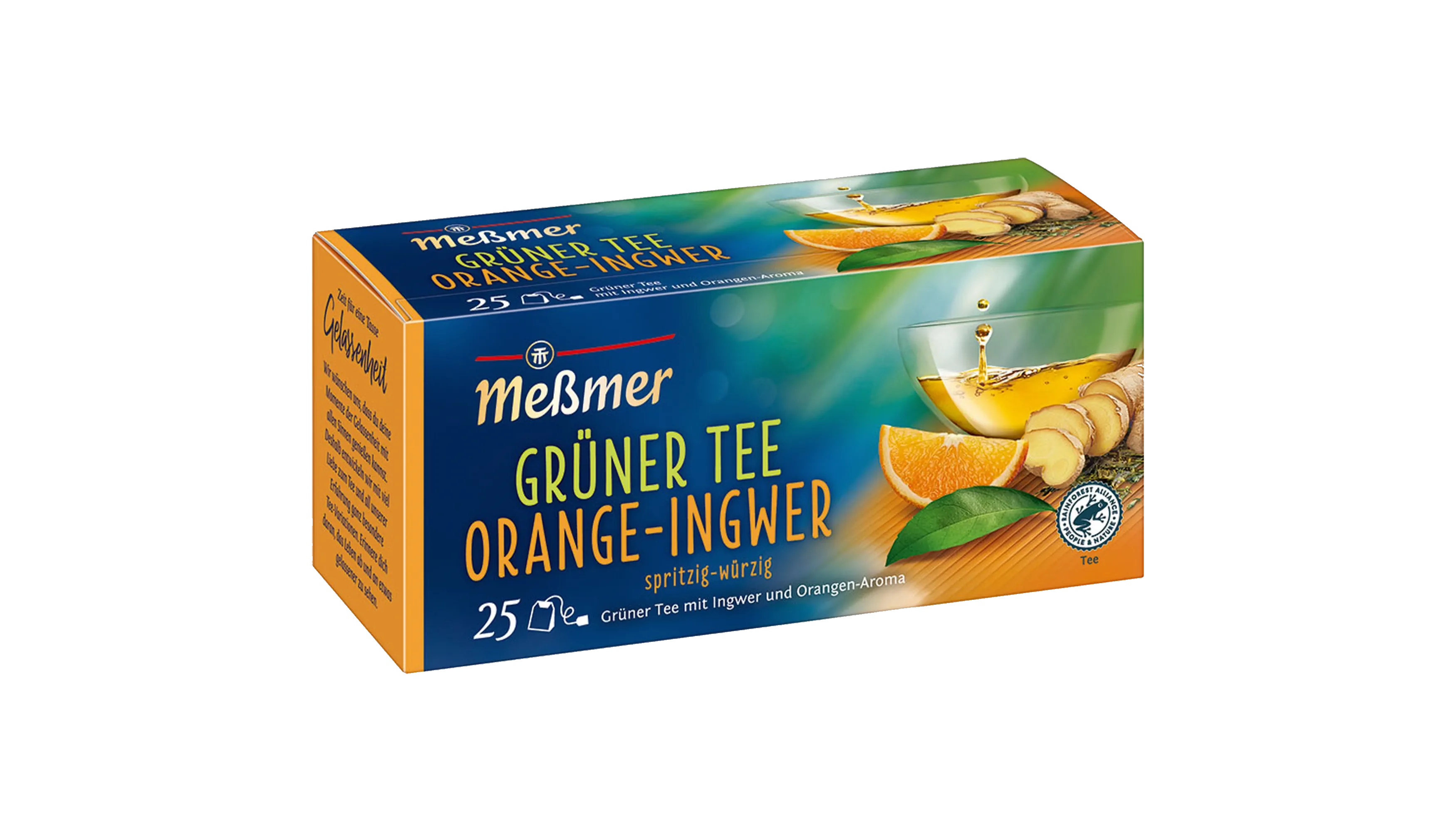 MESSMER Tee Grüner Tee, Orange Ingwer 25 Beutel/Pack