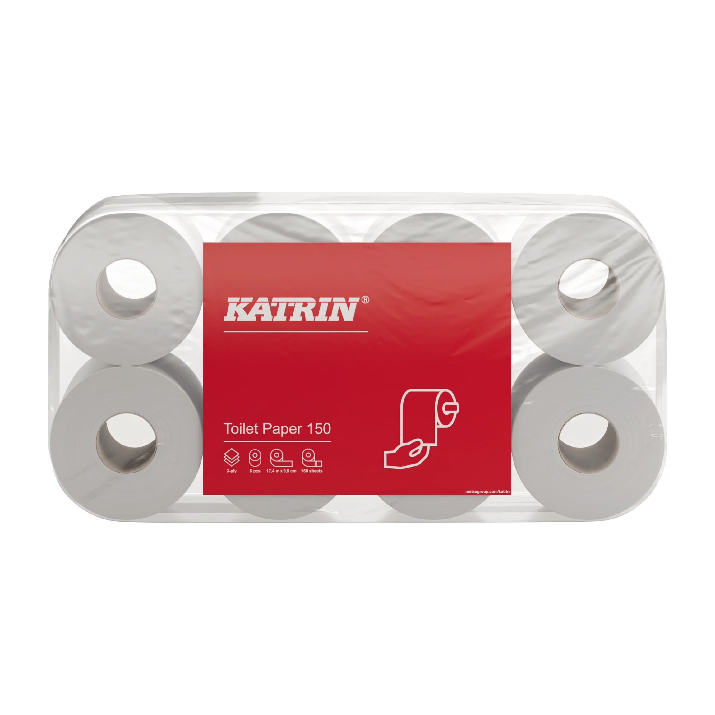 KATRIN Toilettenpapier Plus Toilet 3-lagig weiß 150 Blatt 8 Rollen/Pack