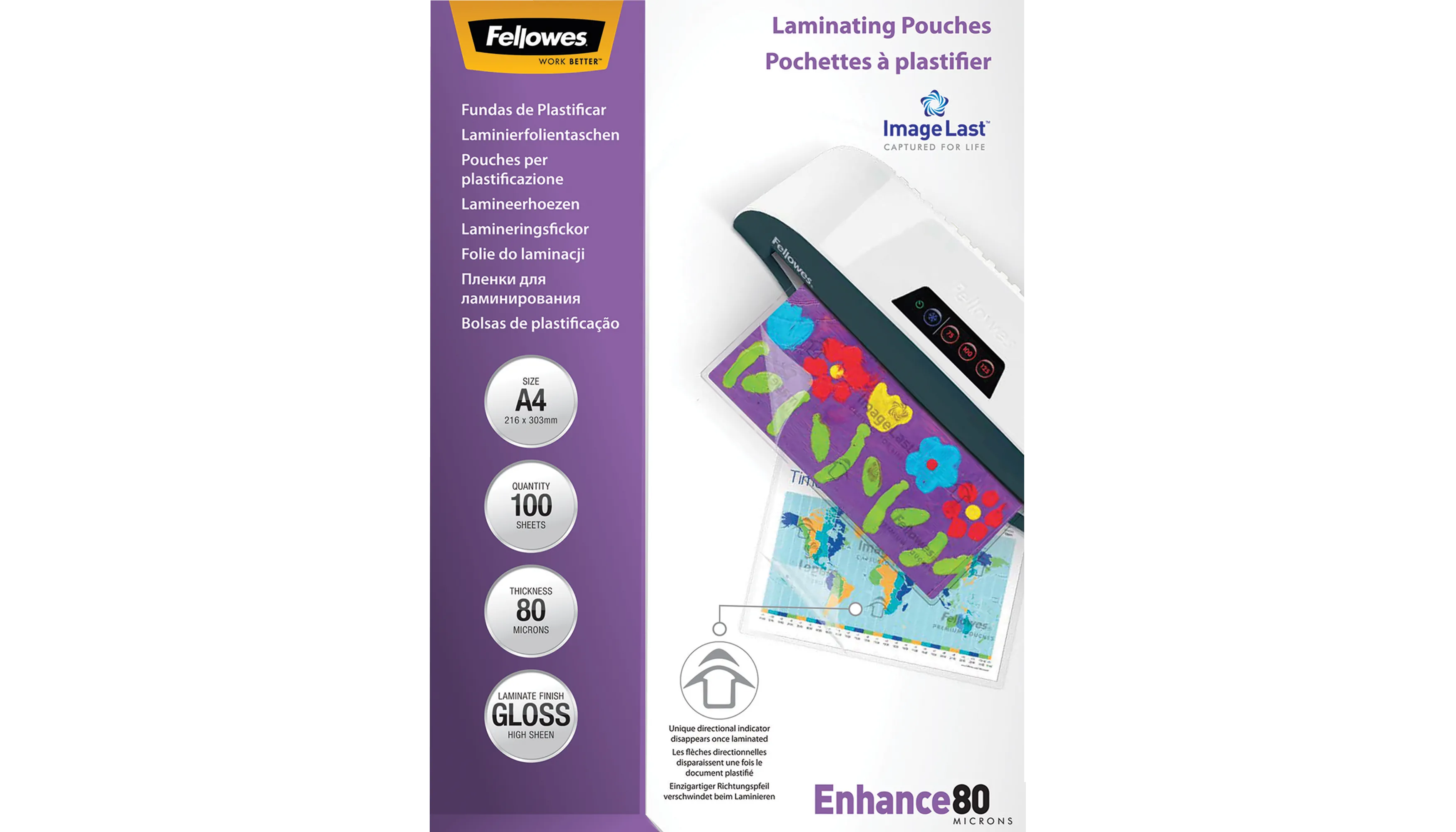 FELLOWES® Laminierfolie ImageLast™ Enhance 80  DIN A4 glänzend transparent 100 Stück/Pack