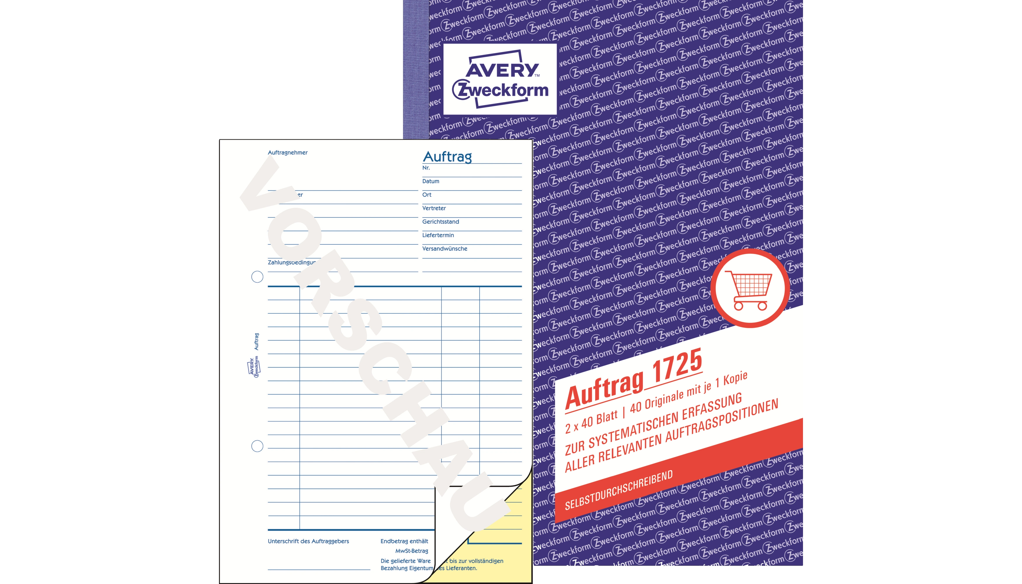 AVERY ZWECKFORM Auftragsformular DIN A5  2 x 40 Blatt