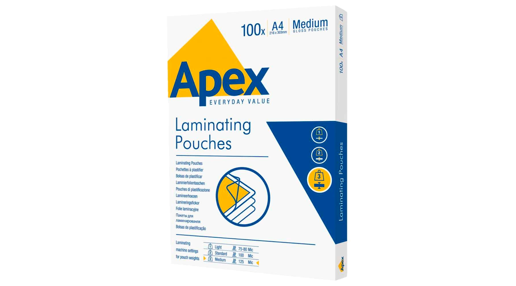 FELLOWES® Laminierfolie Apex DIN A4 125 µm glänzend 100 Stück/Pack transparent