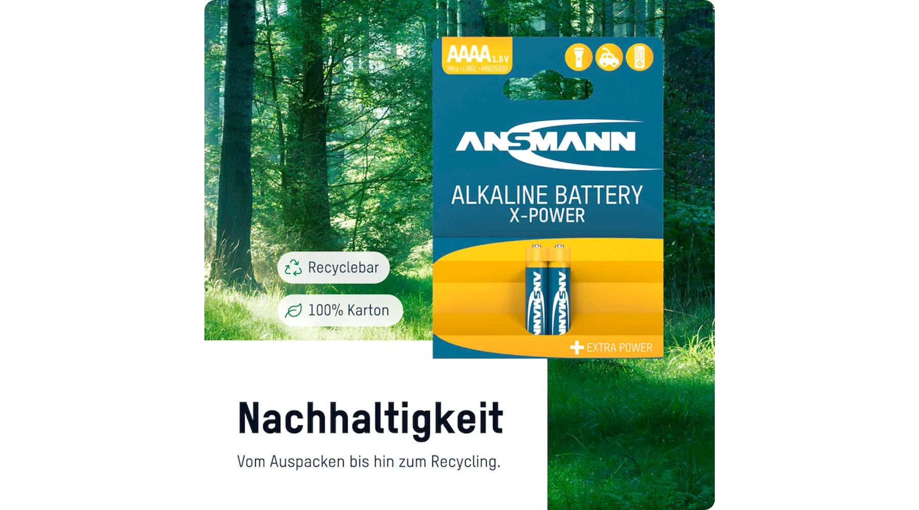 ANSMANN Batterien X-POWER Mini AAAA 1,5 V Alkali-Mangan 2 Stück/Pack