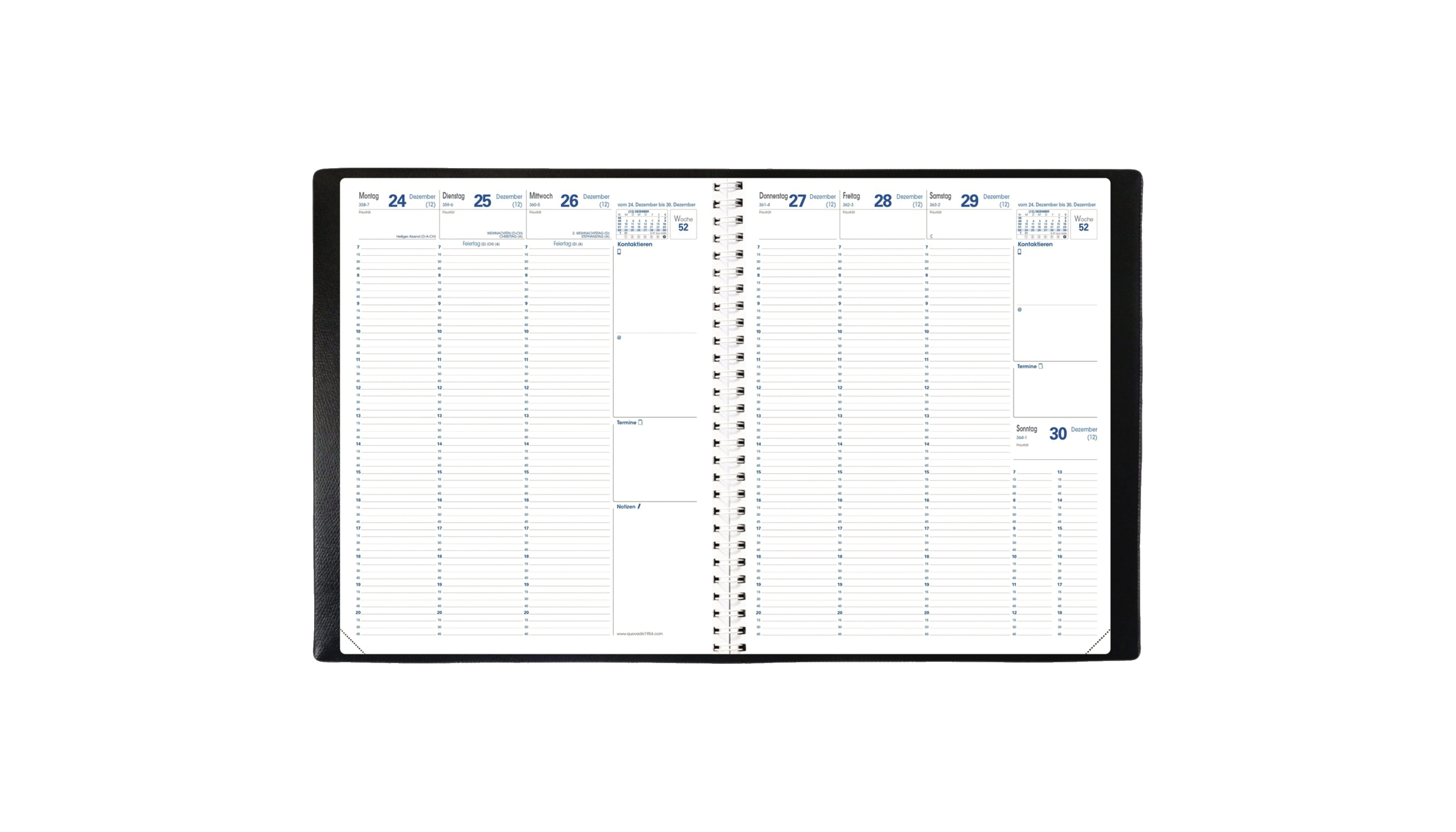 QUO VADIS Buchkalender Eurequart Impala 2027 1 Woche/2 Seiten 24 x 30 cm (B x H) schwarz