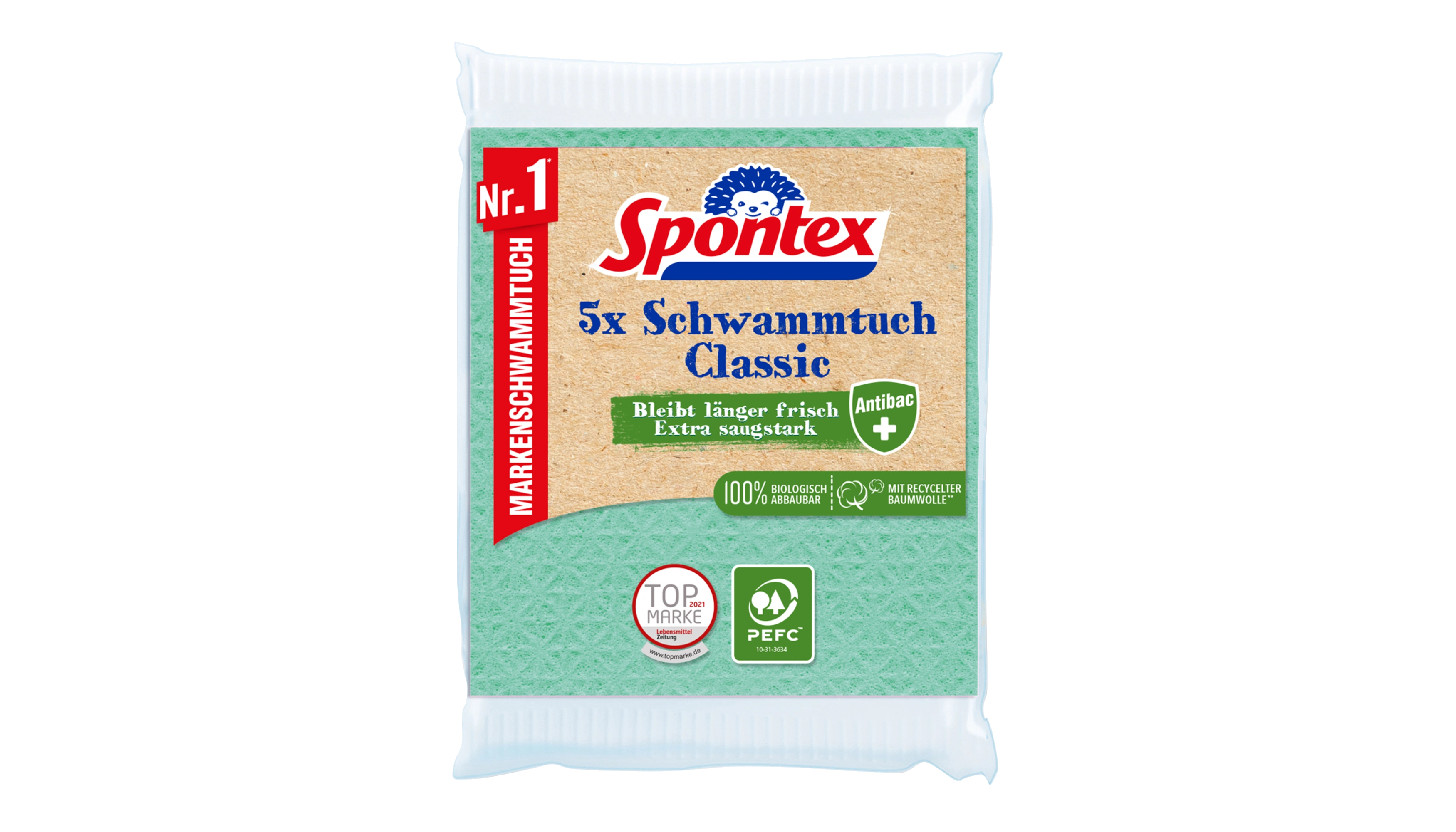 SPONTEX  Schwammtücher Classic 19 x 26 cm (B x L) 5 Stück/Pack farbig sortiert