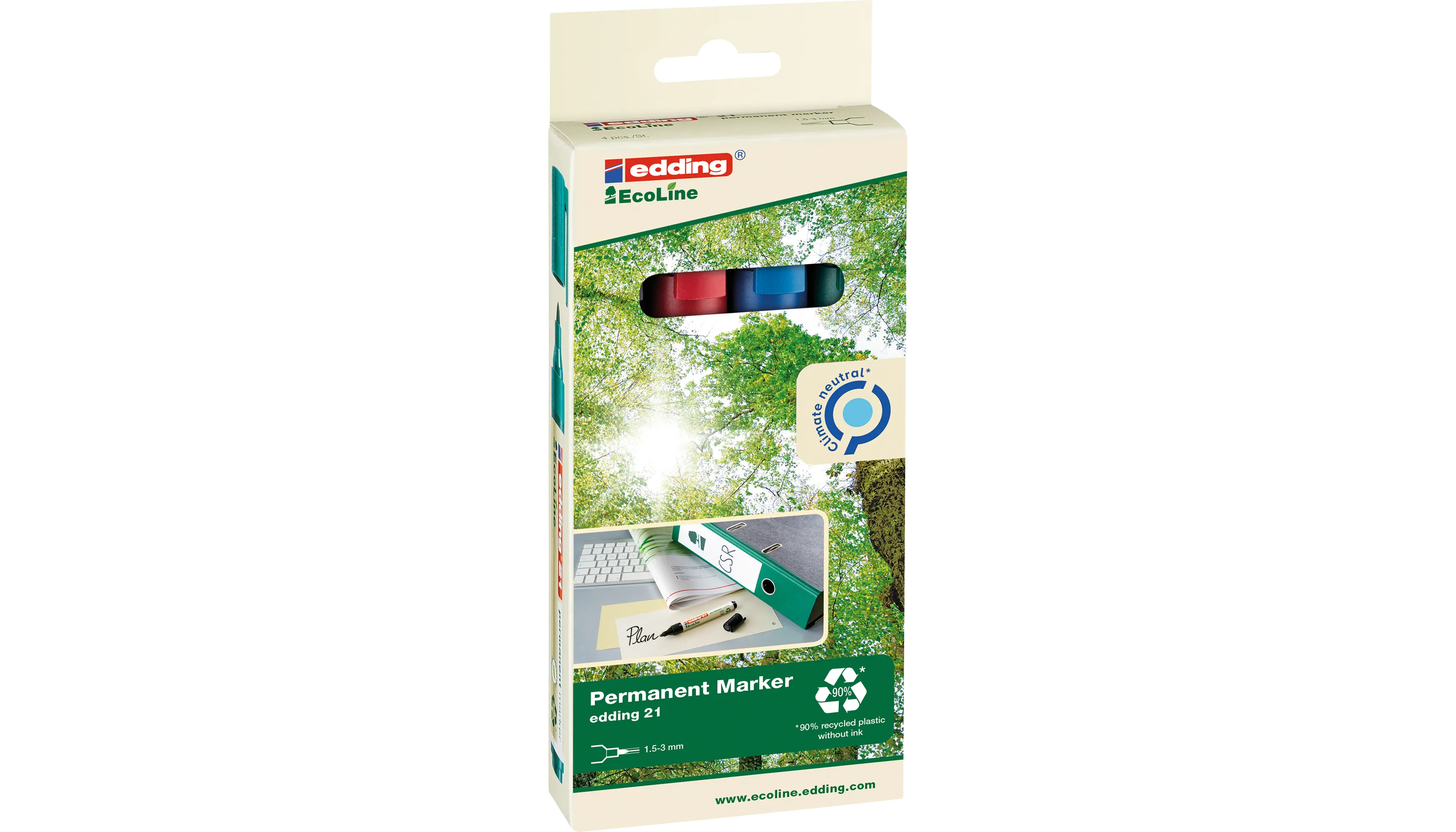 EDDING Permanentmarker 21 EcoLine 1,5 - 3 mm  4 Stück/Pack