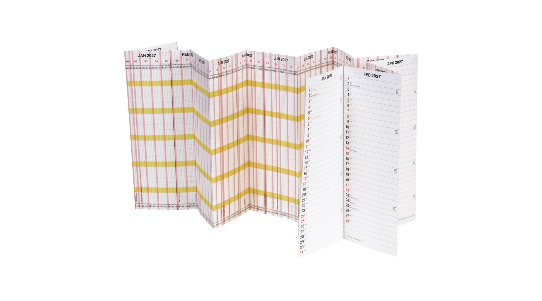 BRUNNEN Urlaubsplaner PLANORAMA 2027 15 Monate/1 Seite 1380 x 295 mm (B x H) leporellogefalzt