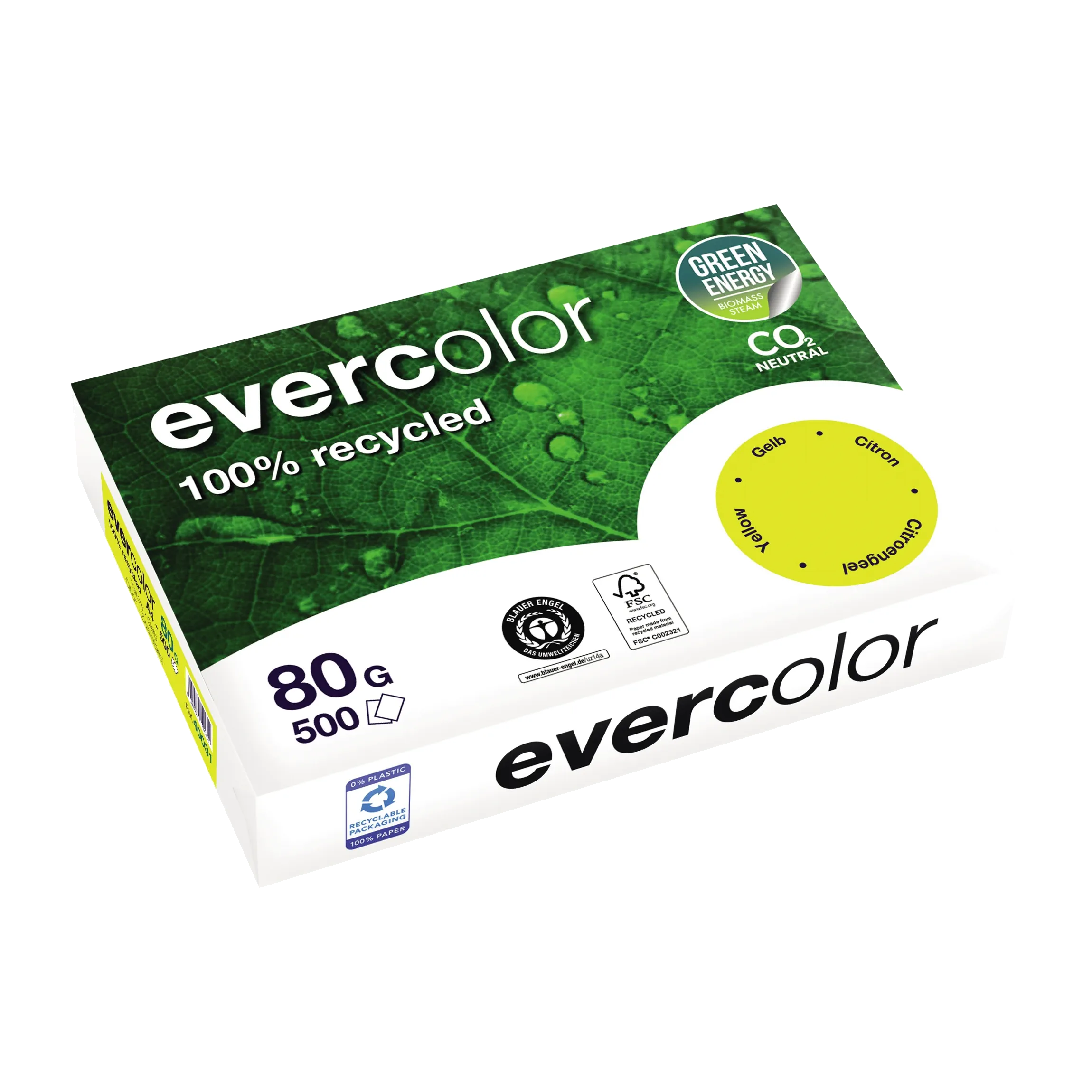 CLAIREFONTAINE Kopierpapier evercolor A4 gelb 80g 1Pa=500Blatt
