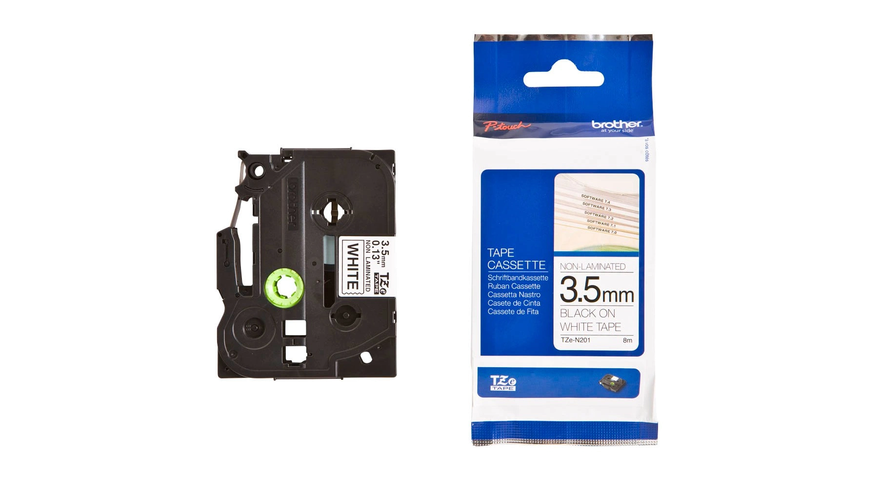 BROTHER Schriftbandkassette TZe-N201  3,5 mm x 8 m (B x L) schwarz auf weiß